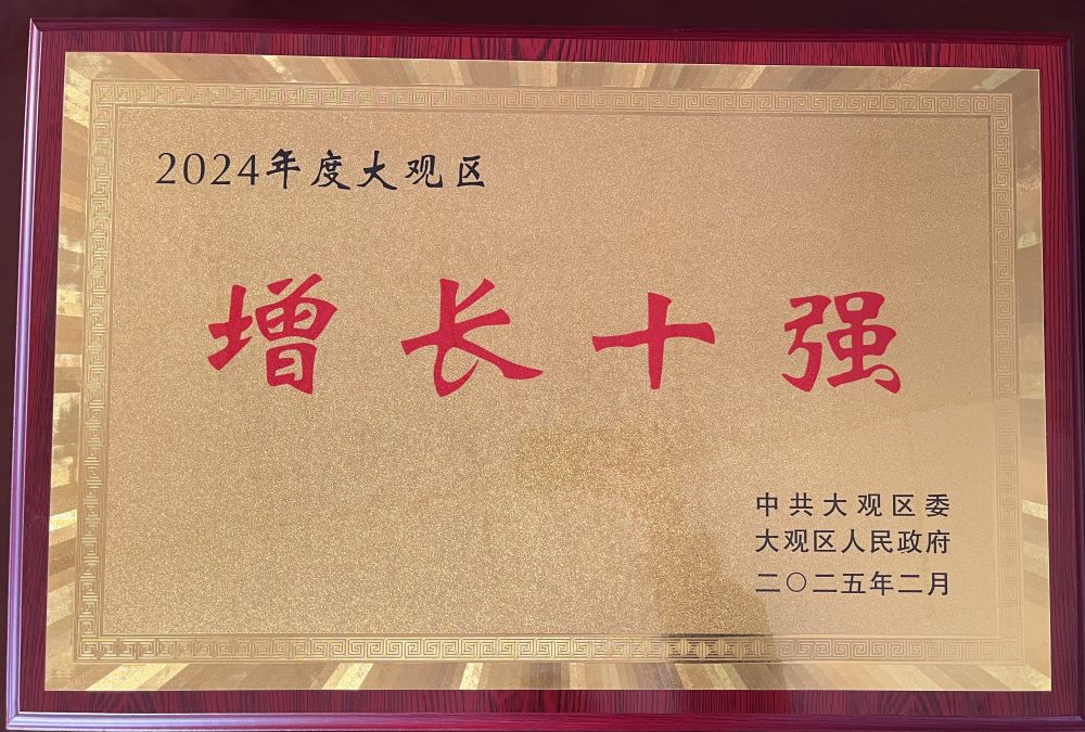 安慶市公路工程處榮登2024年度大觀區(qū) “增長十強(qiáng)企業(yè)”榜單